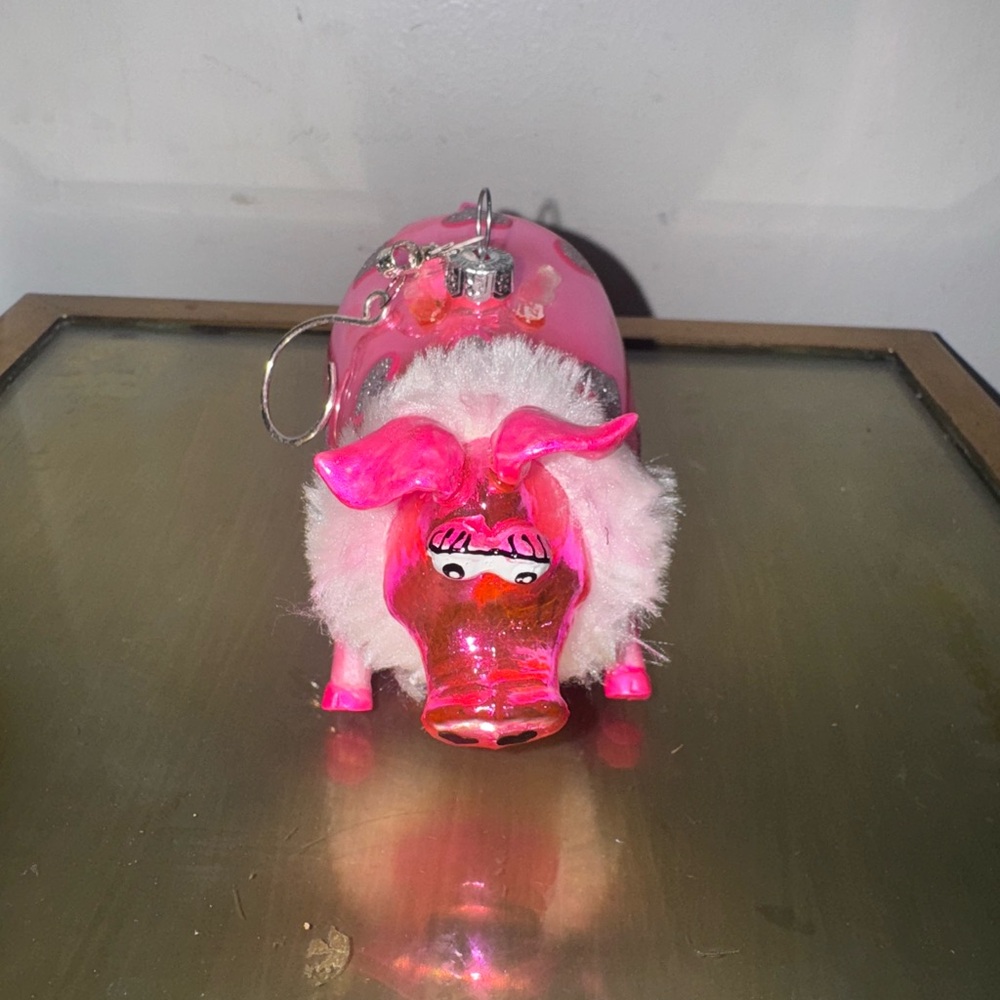Betsey Johnson Pink Pig  Blown Glass  Ornament - Picture 2 of 8